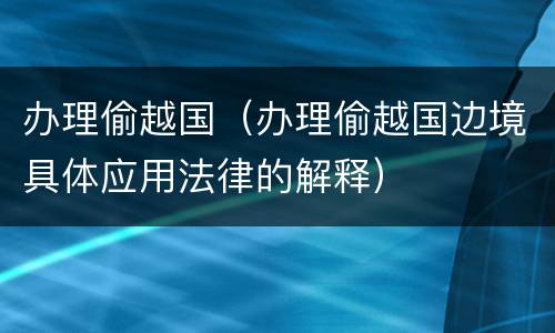 办理偷越国（办理偷越国边境具体应用法律的解释）