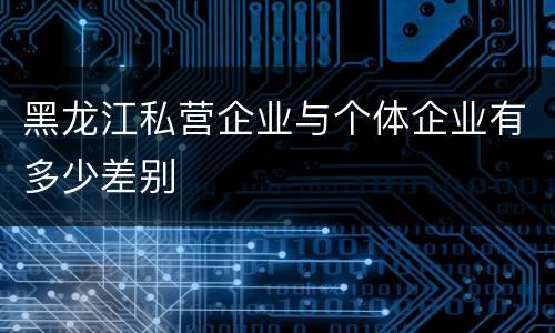 黑龙江私营企业与个体企业有多少差别