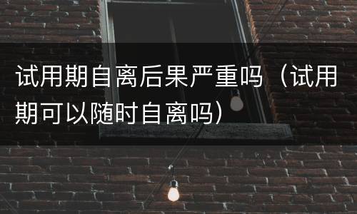 试用期自离后果严重吗（试用期可以随时自离吗）
