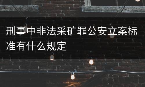 刑事中非法采矿罪公安立案标准有什么规定