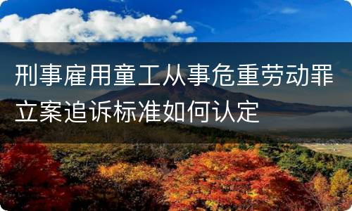 刑事雇用童工从事危重劳动罪立案追诉标准如何认定
