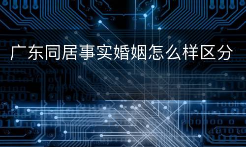 广东同居事实婚姻怎么样区分