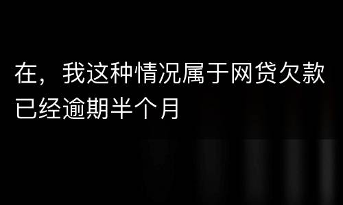 在，我这种情况属于网贷欠款已经逾期半个月