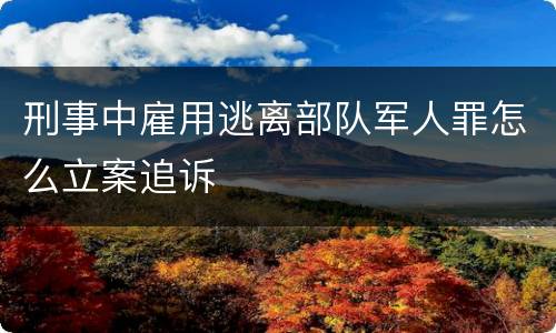 刑事中雇用逃离部队军人罪怎么立案追诉