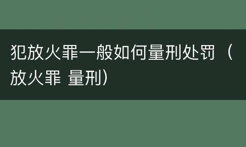 犯放火罪一般如何量刑处罚（放火罪 量刑）