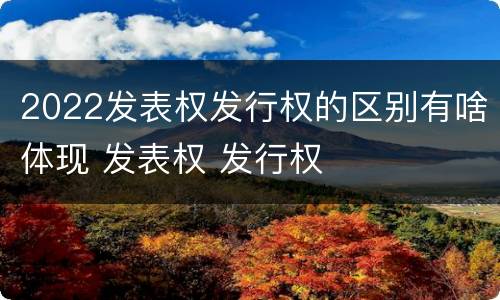 2022发表权发行权的区别有啥体现 发表权 发行权