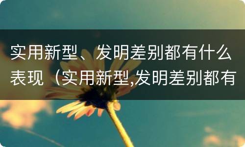 实用新型、发明差别都有什么表现（实用新型,发明差别都有什么表现和特点）