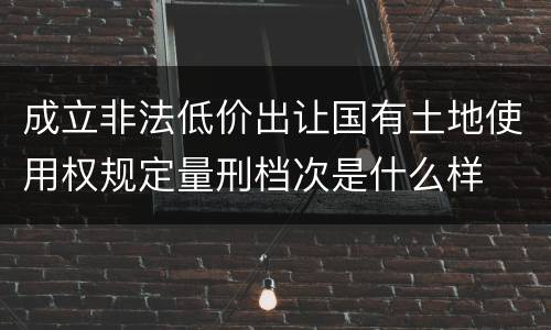 成立非法低价出让国有土地使用权规定量刑档次是什么样