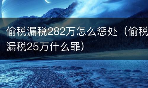 偷税漏税282万怎么惩处（偷税漏税25万什么罪）
