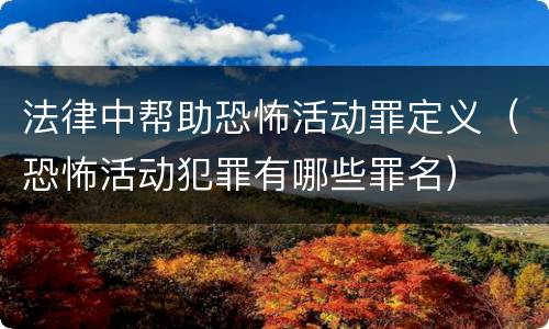 法律中帮助恐怖活动罪定义（恐怖活动犯罪有哪些罪名）
