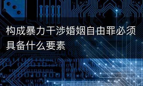 构成暴力干涉婚姻自由罪必须具备什么要素