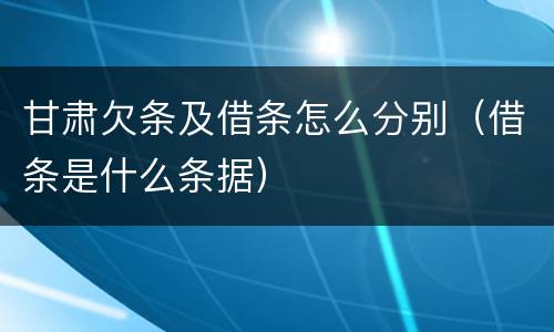 甘肃欠条及借条怎么分别（借条是什么条据）