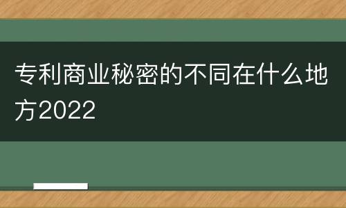 专利商业秘密的不同在什么地方2022