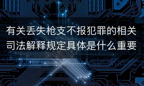 有关丢失枪支不报犯罪的相关司法解释规定具体是什么重要内容