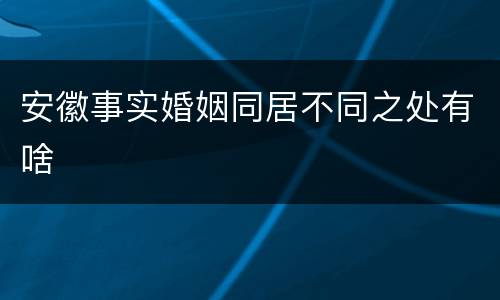 安徽事实婚姻同居不同之处有啥