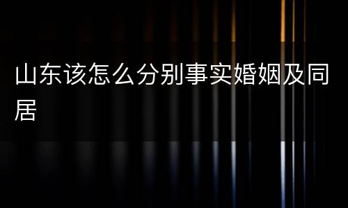 山东该怎么分别事实婚姻及同居
