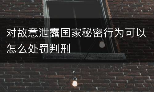 对故意泄露国家秘密行为可以怎么处罚判刑