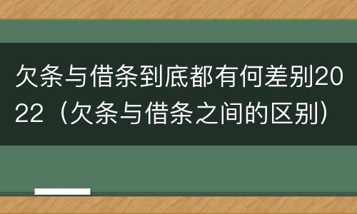 欠条与借条到底都有何差别2022（欠条与借条之间的区别）