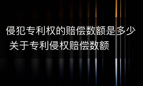 侵犯专利权的赔偿数额是多少 关于专利侵权赔偿数额