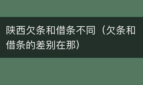 陕西欠条和借条不同（欠条和借条的差别在那）