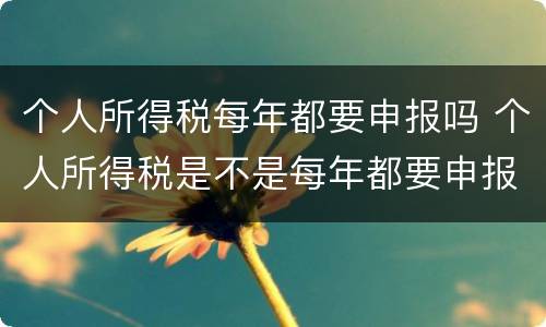 个人所得税每年都要申报吗 个人所得税是不是每年都要申报
