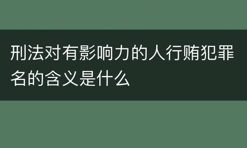 刑法对有影响力的人行贿犯罪名的含义是什么