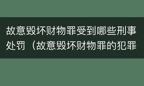 故意毁坏财物罪受到哪些刑事处罚（故意毁坏财物罪的犯罪构成）