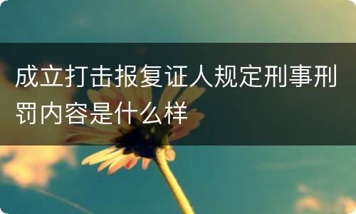 成立打击报复证人规定刑事刑罚内容是什么样