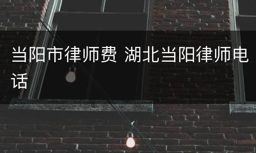 当阳市律师费 湖北当阳律师电话