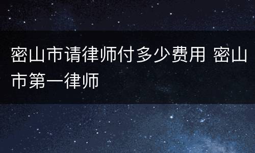 密山市请律师付多少费用 密山市第一律师