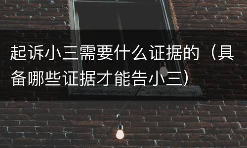 起诉小三需要什么证据的（具备哪些证据才能告小三）