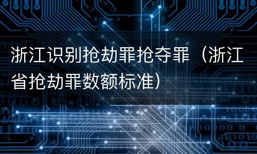 浙江识别抢劫罪抢夺罪（浙江省抢劫罪数额标准）