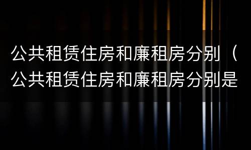 公共租赁住房和廉租房分别（公共租赁住房和廉租房分别是什么）