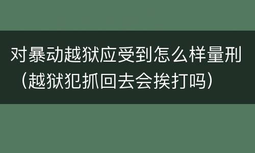 对暴动越狱应受到怎么样量刑（越狱犯抓回去会挨打吗）