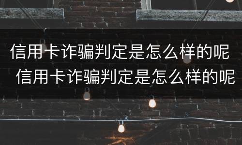 信用卡诈骗判定是怎么样的呢 信用卡诈骗判定是怎么样的呢图片