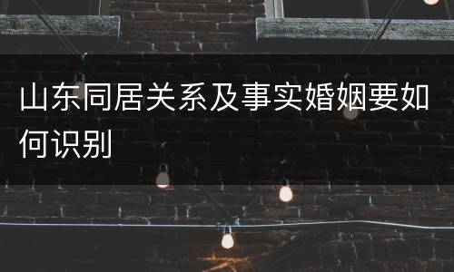 山东同居关系及事实婚姻要如何识别