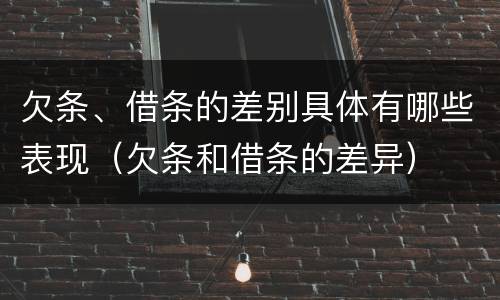 欠条、借条的差别具体有哪些表现（欠条和借条的差异）