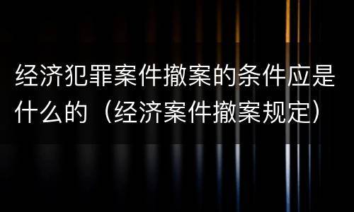 经济犯罪案件撤案的条件应是什么的（经济案件撤案规定）