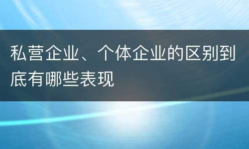 私营企业、个体企业的区别到底有哪些表现