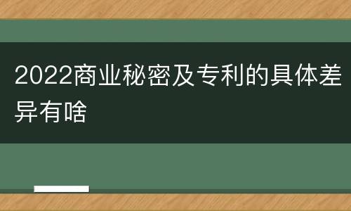 2022商业秘密及专利的具体差异有啥