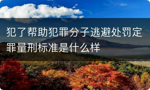 犯了帮助犯罪分子逃避处罚定罪量刑标准是什么样