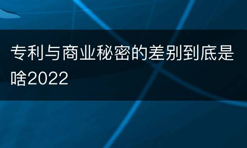专利与商业秘密的差别到底是啥2022