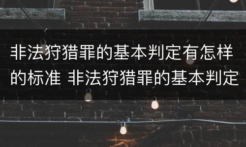非法狩猎罪的基本判定有怎样的标准 非法狩猎罪的基本判定有怎样的标准呢