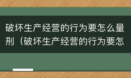 破坏生产经营的行为要怎么量刑（破坏生产经营的行为要怎么量刑呢）