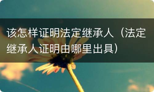 该怎样证明法定继承人（法定继承人证明由哪里出具）