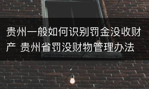 贵州一般如何识别罚金没收财产 贵州省罚没财物管理办法