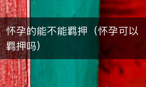 怀孕的能不能羁押（怀孕可以羁押吗）