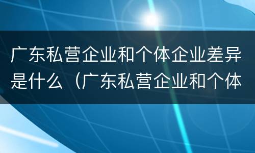 广东私营企业和个体企业差异是什么（广东私营企业和个体企业差异是什么原因）