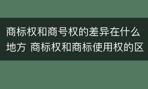 商标权和商号权的差异在什么地方 商标权和商标使用权的区别