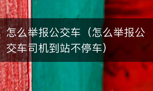 怎么举报公交车（怎么举报公交车司机到站不停车）